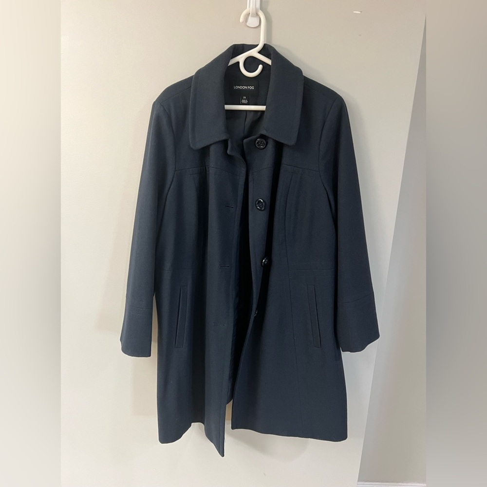 London Fog navy blue women’s trench coat plus size 2X tailored coat jacket